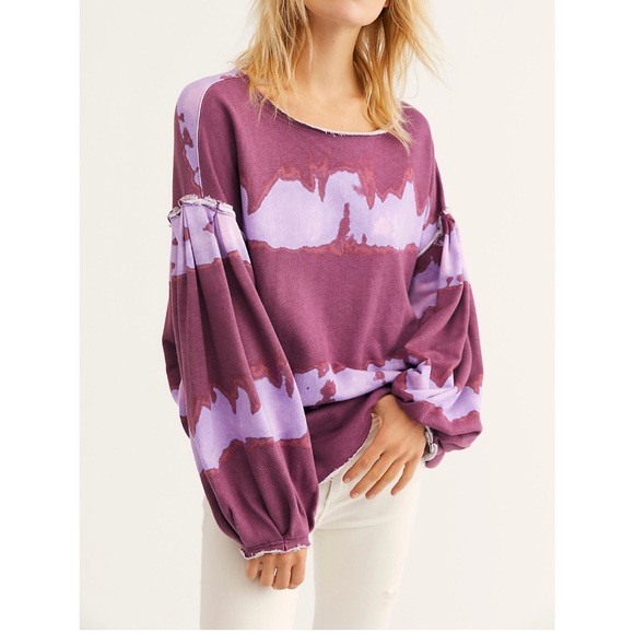 Free People tie dye off the shoulder sweater LG - Picture 1 of 9